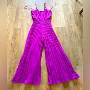 Boston Proper Chain Strap Pleated Jumpsuit